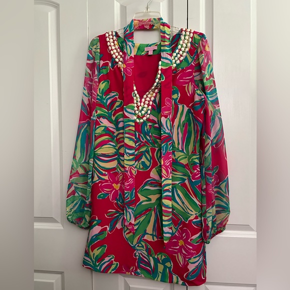 Lilly Pulitzer Pomegranate Jungle Tumble Saemus Dress Size 8 - Picture 2 of 12